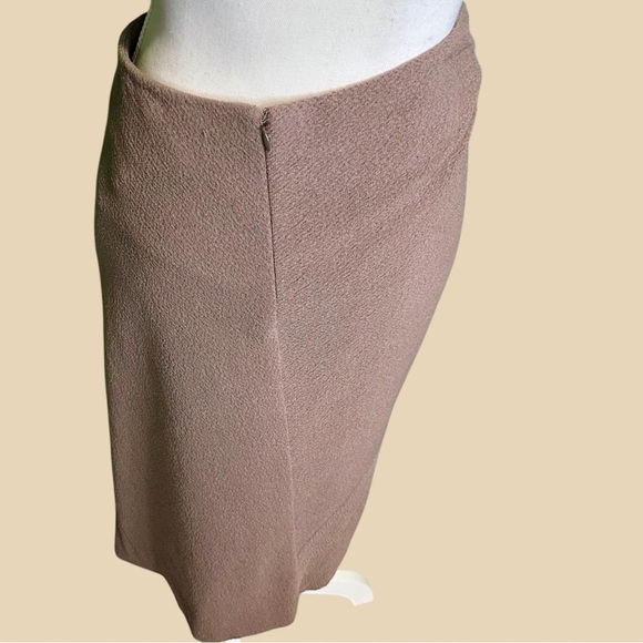 NWT Donna Karan Collection Wool Crepe Pintucked Design Pencil Skirt in Nougatine - Picture 9 of 14